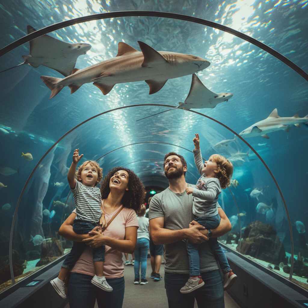 The shark tunnel produces reliable, delighted awe in children of all ages