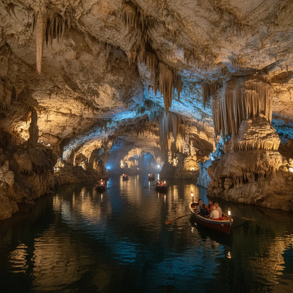 Coves del Drach Mallorca interior stalactites