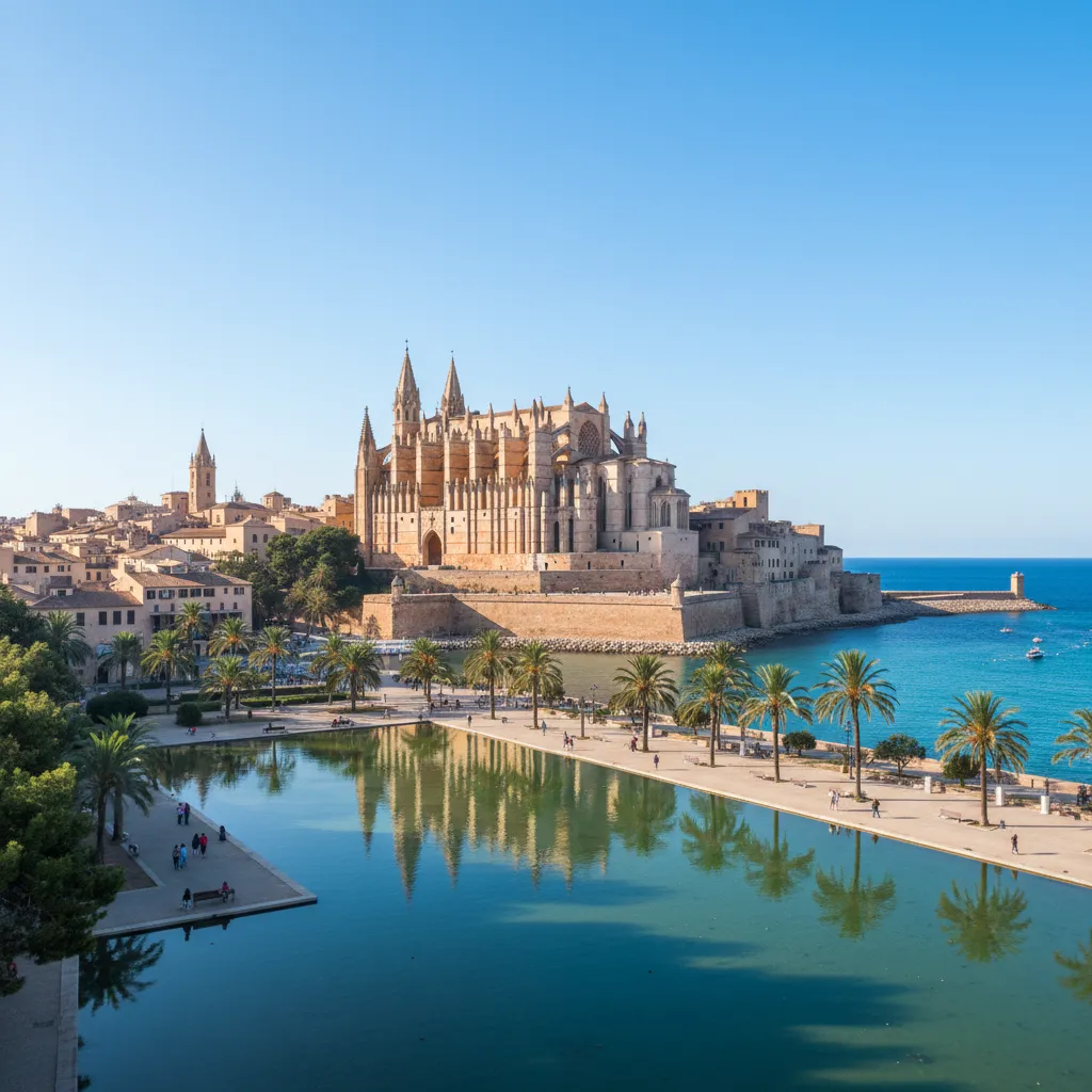 Palma Cathedral seafront view from Parc de la Mar