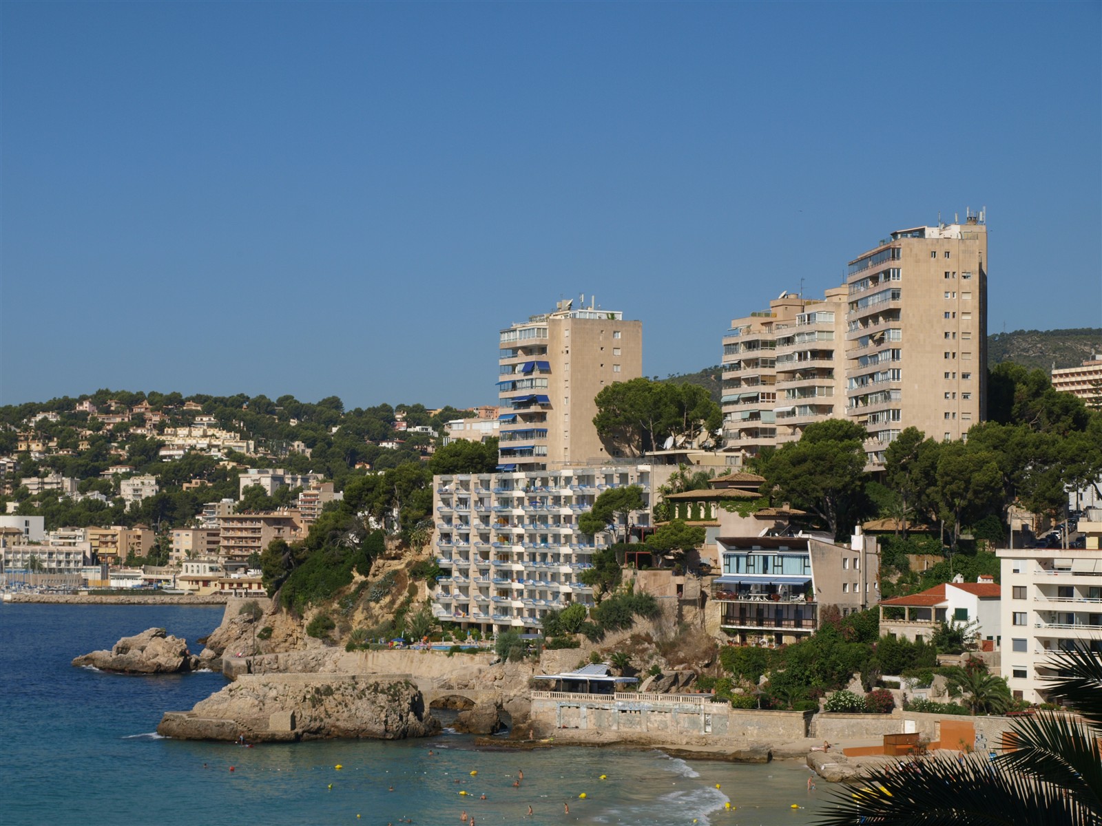 The beach and apartment blocks at Cala Major west of Palma