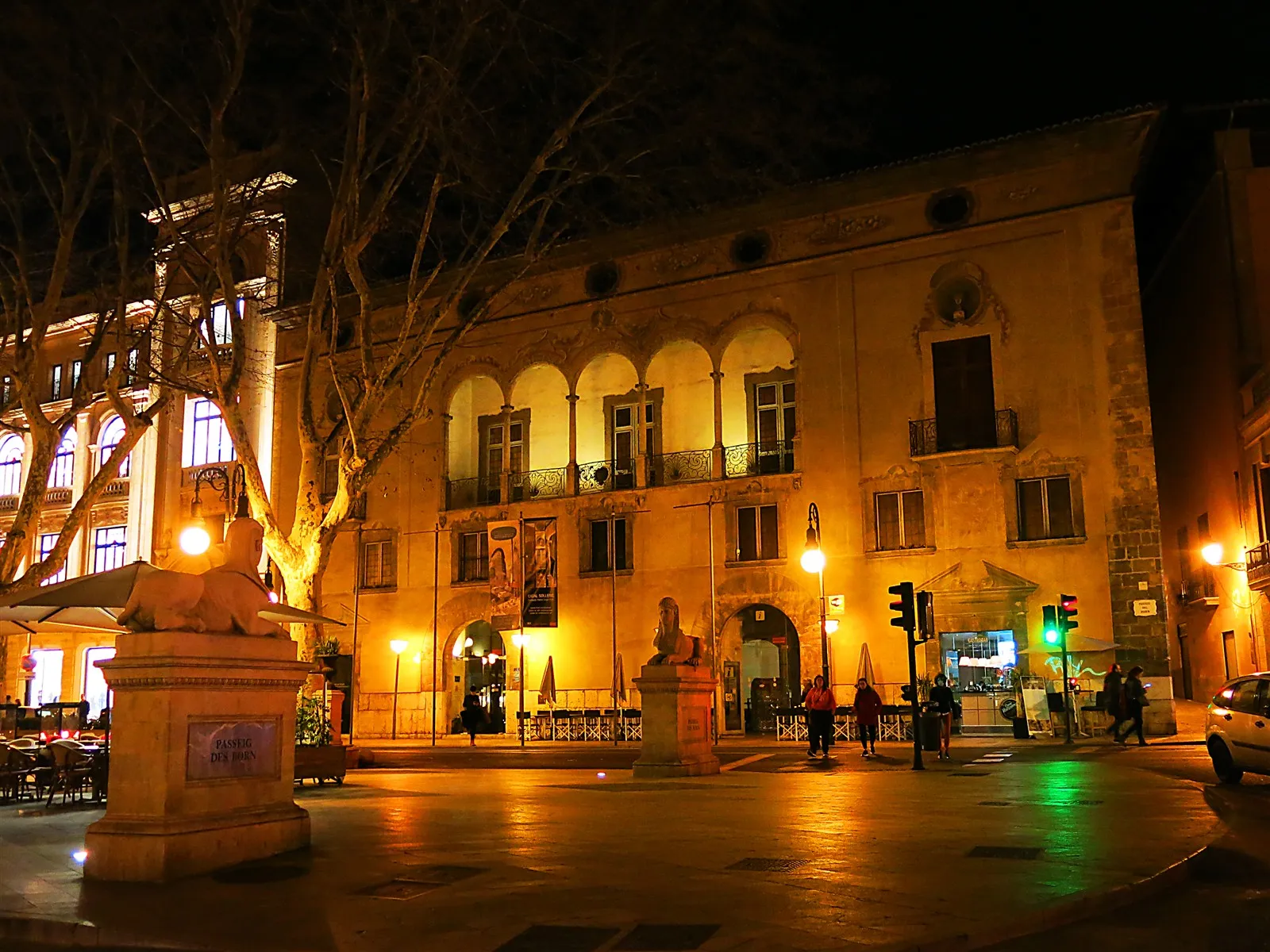 The Casal Solleric gallery building on the Passeig del Born in Palma at night