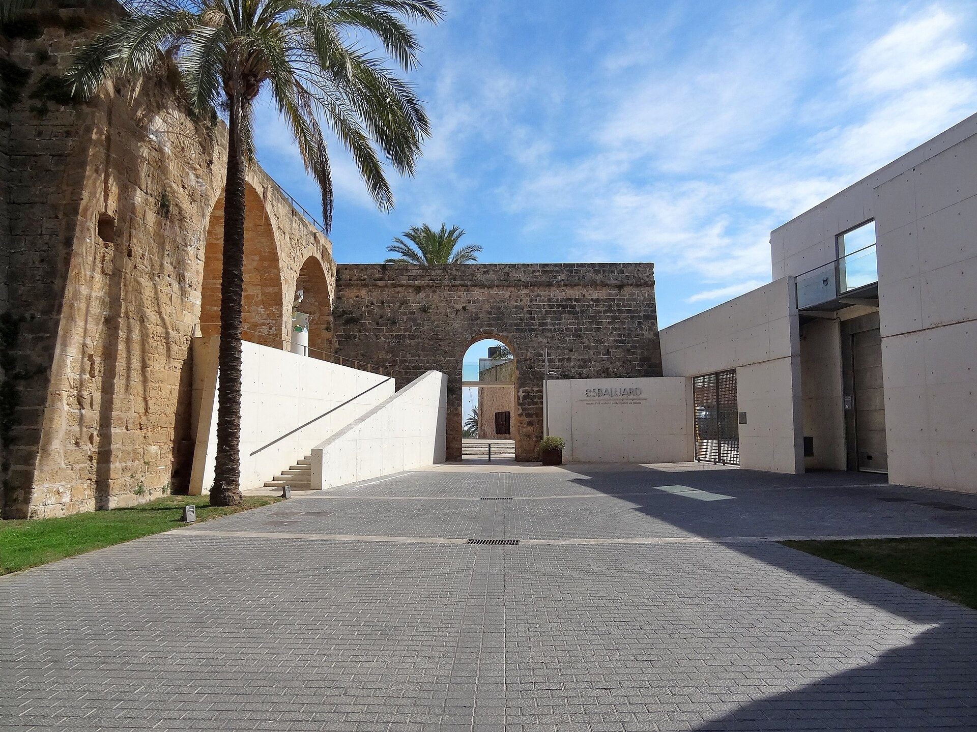 Entrance courtyard of Es Baluard modern art museum on the old city walls in Palma
